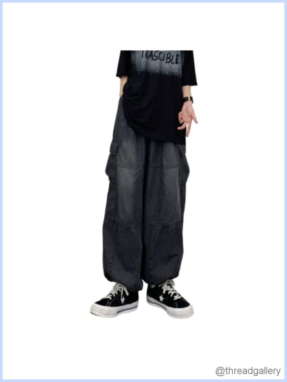 Women's High Waist Wide Leg Cargo Jeans Baggy Y2K Parachute Pants Denim